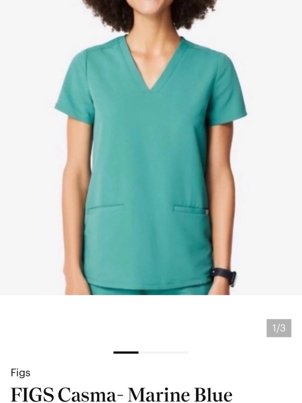Figs casma scrub top in color marine blue
